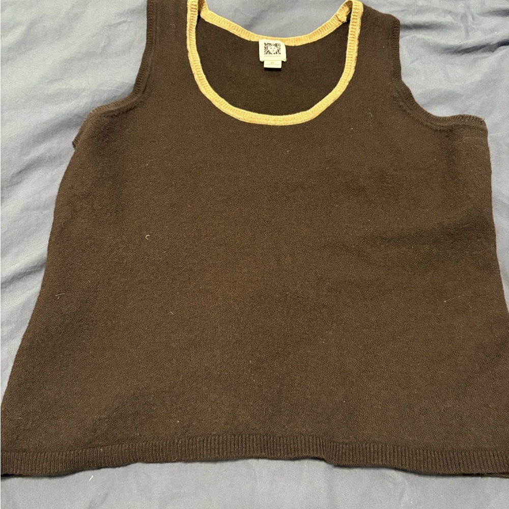 Anne Klein Brown Top with Gold Accents